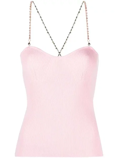 Top Blugirl z kryształkami na ramiączkach różowy