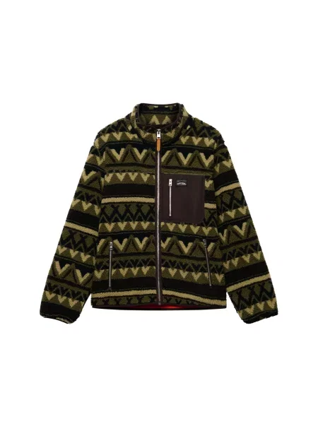 Superdry & Co Jachetă fleece maro închis / oliv / verde deschis negru