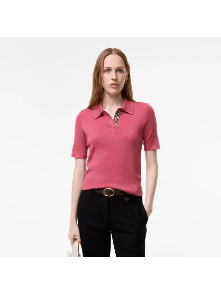 Koszulka polo Burberry wełniana różowa