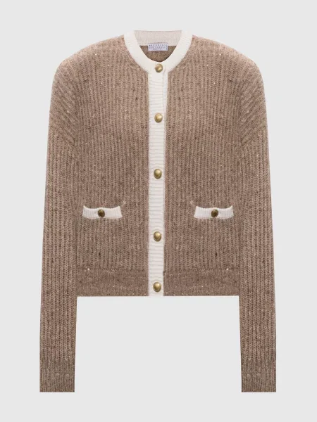 Кардиган Brunello Cucinelli с пайетками бежевый