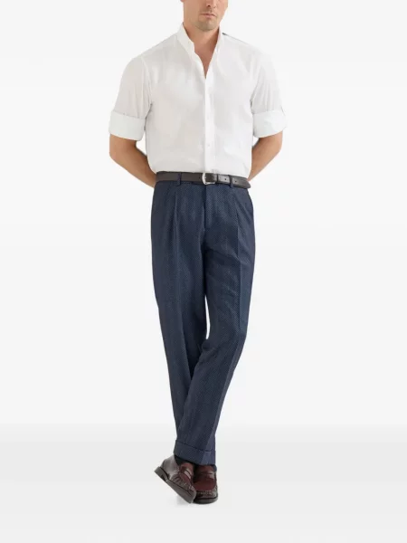 Pantaloni Brunello Cucinelli de mătase albastru