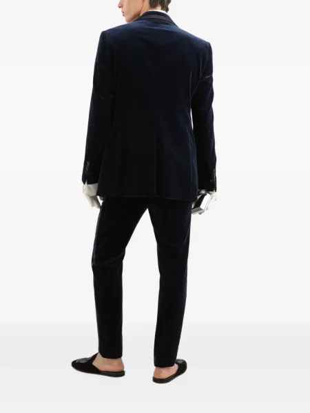 Pantaloni Dolce & Gabbana de catifea albastru