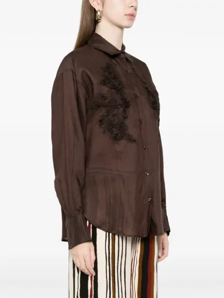 Długa koszula Ermanno Firenze brązowa