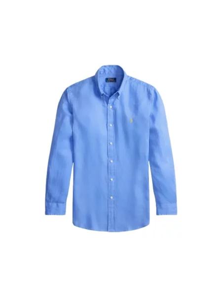 Polo Ralph Lauren Koszule Mężczyzna M Len Bluzki & Koszule niebieski