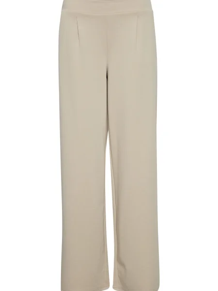 Długie szerokie lniane kuloty Ichi beżowe