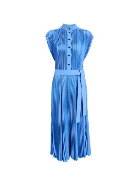 Rochie midi Proenza Schouler plisată până la genunchi de costum albastru