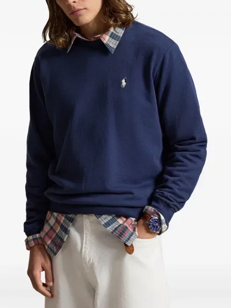 Копринена карирана шапка с козирки Polo Ralph Lauren с автограф синьо