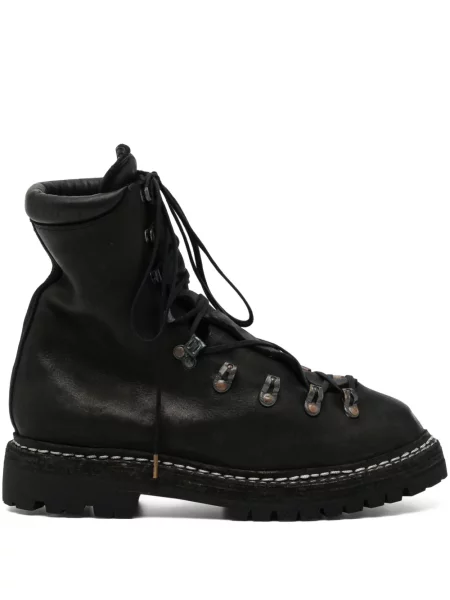 Botine Guidi cu șireturi din piele negru