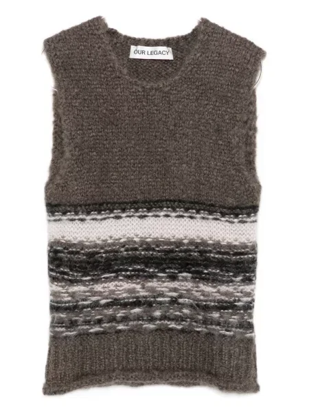 Top Our Legacy w paski brązowy