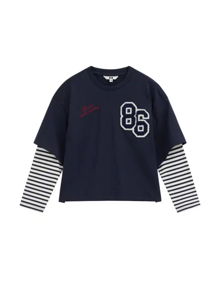 WE Fashion Tricou bleumarin / roșu alb
