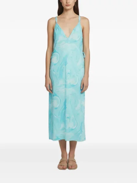 Rochie midi Ganni cu imagine albastru
