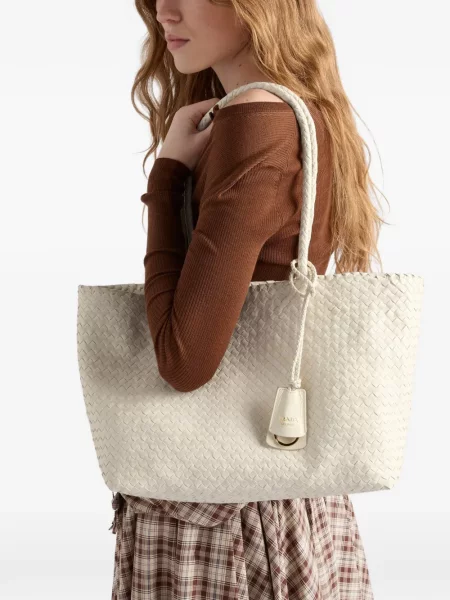 Bőr shopper táska Prada fehér