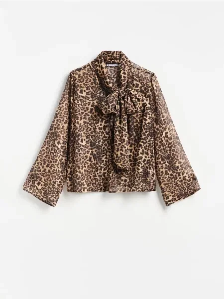 Reserved Bluză cu imprimeu leopard maro