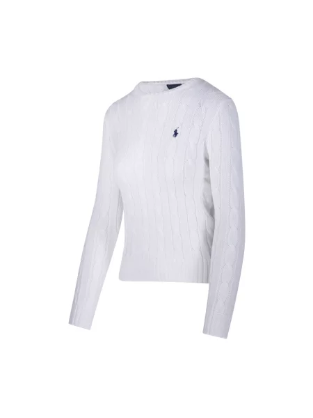 Polo Ralph Lauren Sweter z dzianiny Kobiety niebieski jednolity M biały