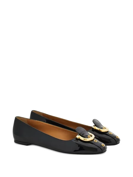 Balerini Ferragamo din piele cu cataramă negru