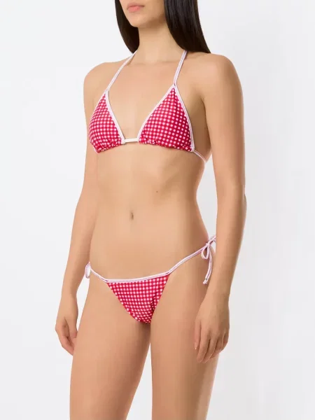 Kostkované bikiny Amir Slama s potiskem růžové