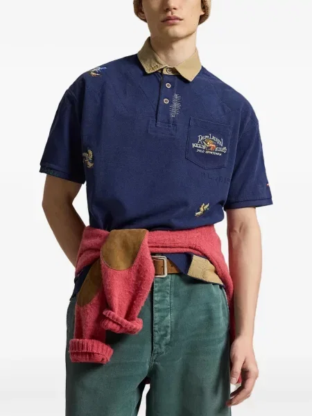 Hálós kockás pólóing Polo Ralph Lauren nyomtatás fekete