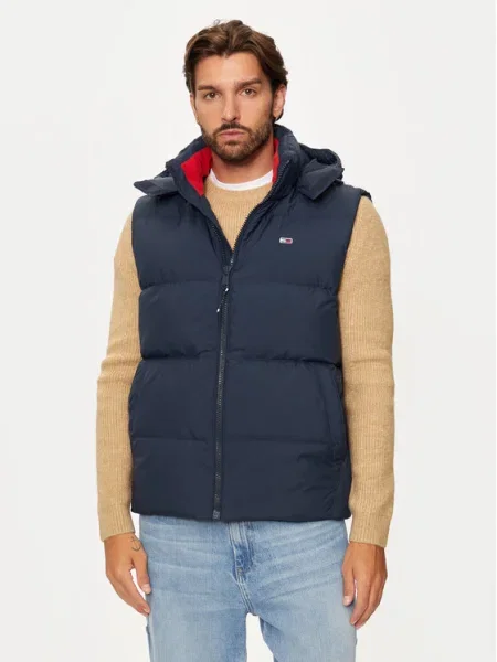 Tommy Jeans Mellény Essential Sötétkék fehér