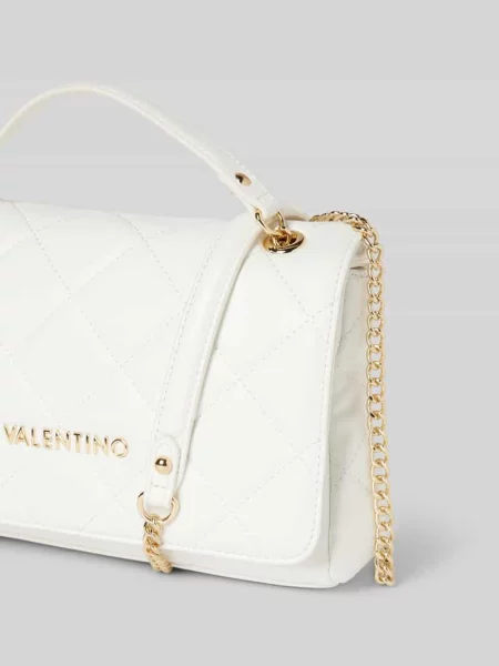 Lniana torebka crossbody Valentino Bags pikowana biała