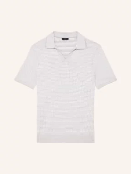 Reiss Pletené Polo Tričko Redbury světle šedá bílá