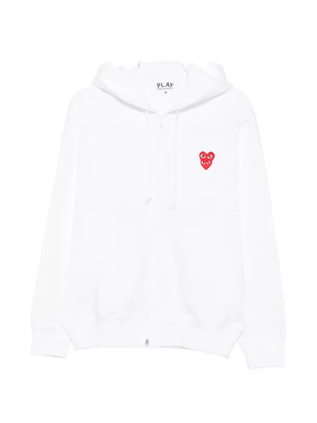 Hanorac cu glugă Comme Des Garcons Play cu motiv cu inimi alb