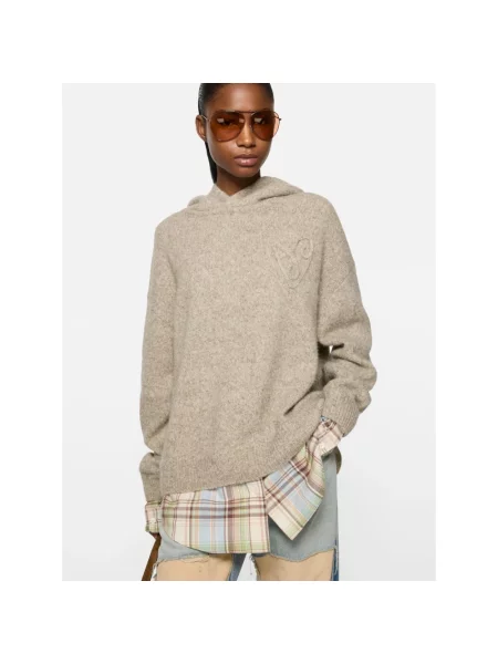 Sweter Acne Studios wełniany z kapturem beżowy