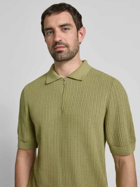 Koszulka polo o kroju regular fit ze ściegiem warkoczowym Jake*s Studio Men