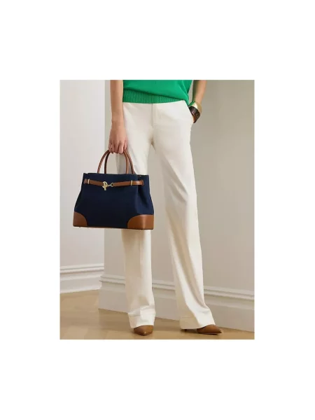 Torba typu kuferek z uchwytem Lauren Ralph Lauren niebieska