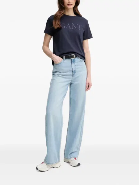 Tricou Gant cu broderie albastru