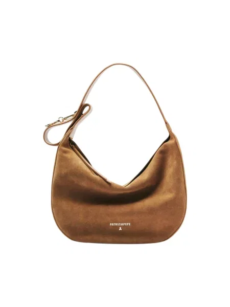 Patrizia Pepe Torebki Kobieta brązowy ONE SIZE Zamsz Zamszowa Torba na Ramię beżowa