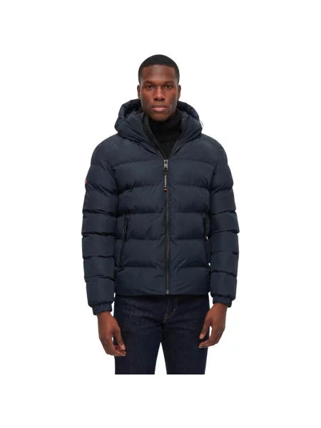 Bunda Superdry s kapucňou modrá