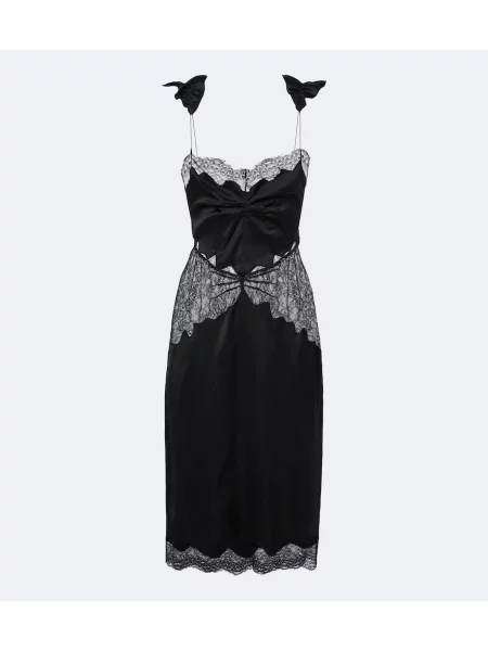 Rochie midi The Attico din satin negru