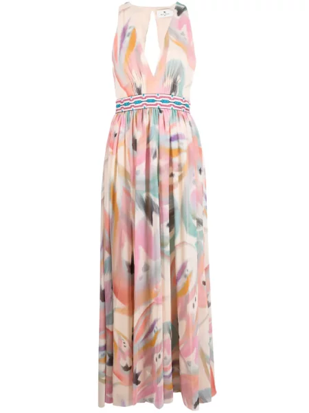 Rochie maxi Etro de mătase cu imagine cu imprimeu abstract