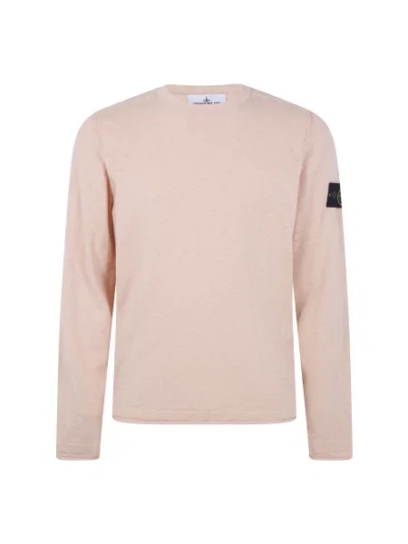 Sweter Stone Island z okrągłym dekoltem klasyczny z kamieniami różowy