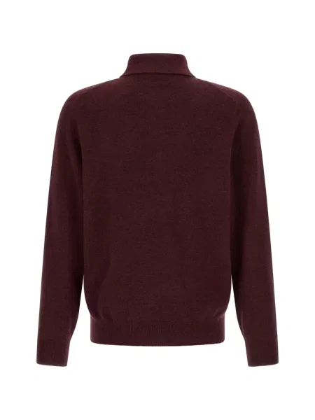 Lung tricou polo Brunello Cucinelli din cașmir roșu
