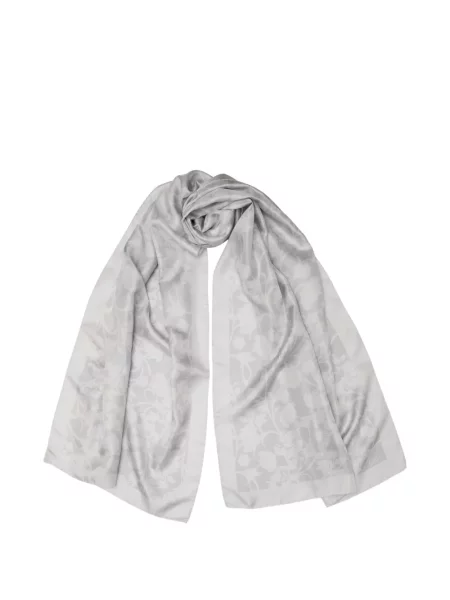 Fular Elizabetta cu model floral din jacard gri