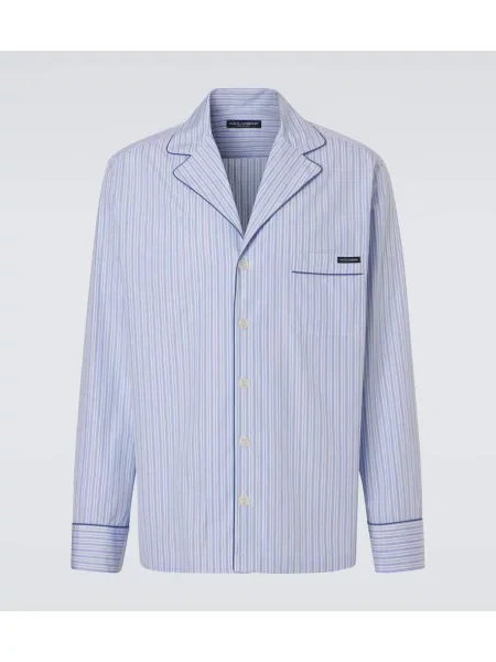 Svilena pižama srajca Dolce&gabbana s črtami modra