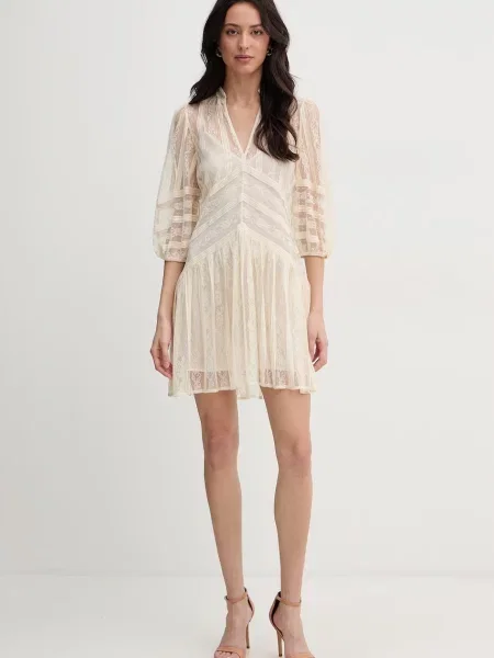 Twinset rochie din dantelă bej