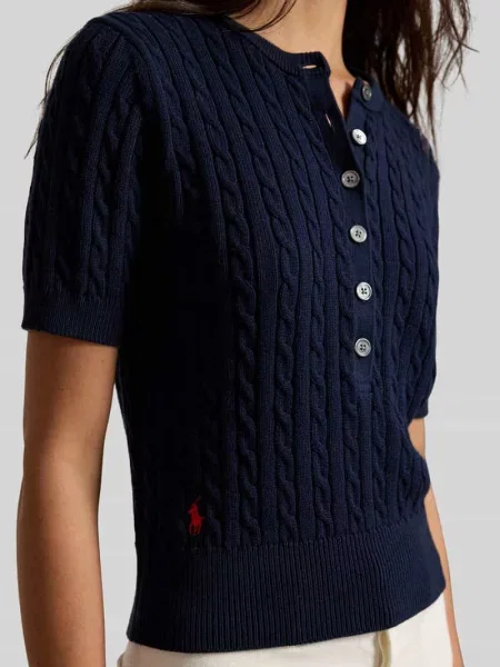 Sweter w kroju regular fit z czystej bawełny Polo Ralph Lauren granatowy