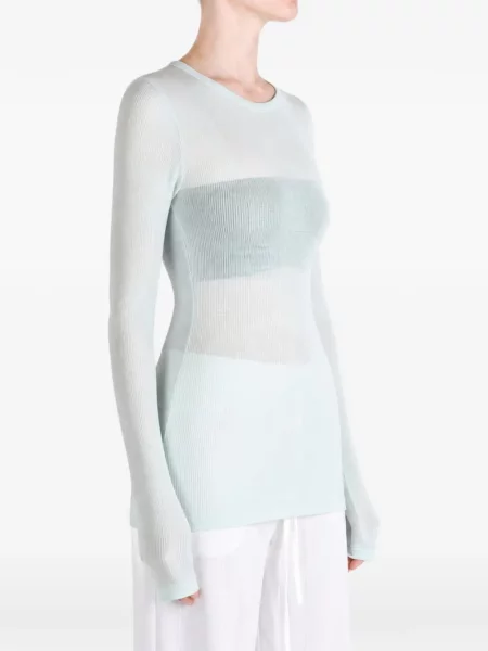 Lung tricou Auralee tricotate albastru