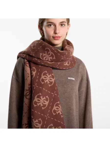 Šál Guess s autogramem hnědý