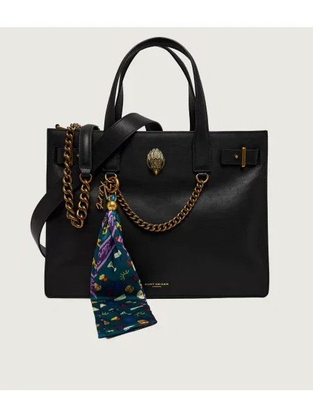 Kurt Geiger Bőr shopper táska + kis vászon kendő The Sloane fekete