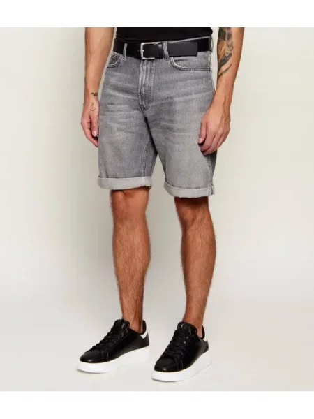 HUGO De blugi pantaloni scurți | Relaxed fit gri