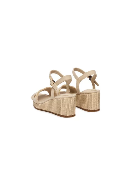 Sandále Tommy Hilfiger Mid Woven Wedge Espad Fringe béžová