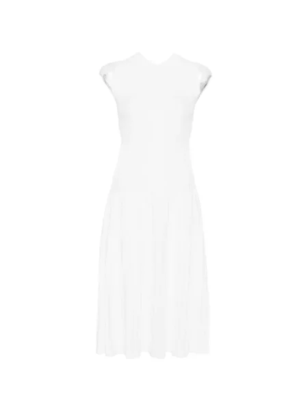 Rochie midi Max Mara până la genunchi de costum cu nervuri alb