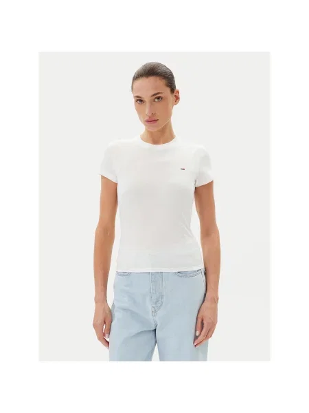 Τζιν πουκάμισο Tommy Jeans λευκό