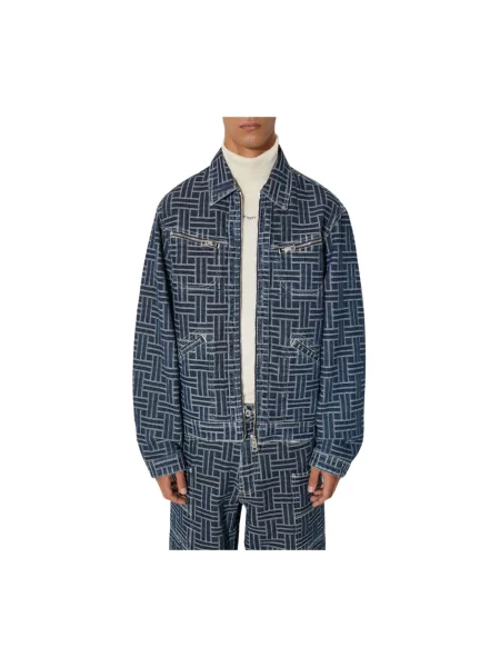 Kenzo kurtka jeansowa Trucker Denim Jacket Weave niebieska