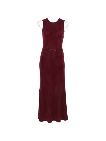 Cu centură rochie midi Gabriela Hearst tricotate roșu
