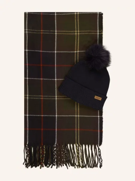 Barbour czapka i szalik granatowy niebieska