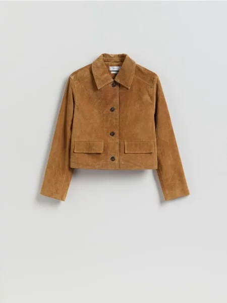 Reserved Skórzana marynarka bursztynowy